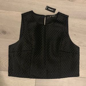 Express Black Honeycomb Crop Top